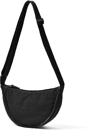 ANYWN Crossbody Bag Damen Halbmond Schultertasche, Hobo Casual Crossbody Bag, Einfarbige Tragbare Halbmond-Tasche Umhängetasche mit verstellbarer Schultergurt Schwarz