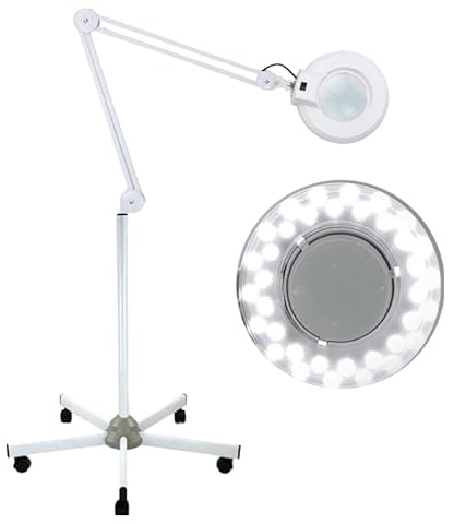 InSyoForeverEC Lámpara de lupa cosmética LED con soporte, 8 dioptrías, luz fría, ajustable, cosmética, lámpara de trabajo, lupa de pie, estudio de belleza en trípode