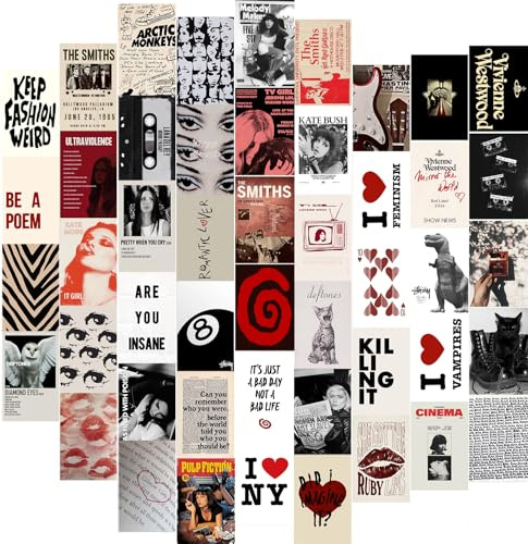 KBKBART 50Pcs Downtown Girl Room Decor, Y2k Wall Art Prints for Bedroom, Coquette Wall Collage Kit for Room Aesthetic, 4x6 Vintage Photo Collage Kit Pictures, Retro Rockstar Posters Dorm Decor