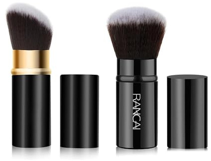 HSAJS Pennelli Trucco Retrattili Kabuki Angolato Fondotinta Professionale Setole Sintetiche Morbide Manico Elegante