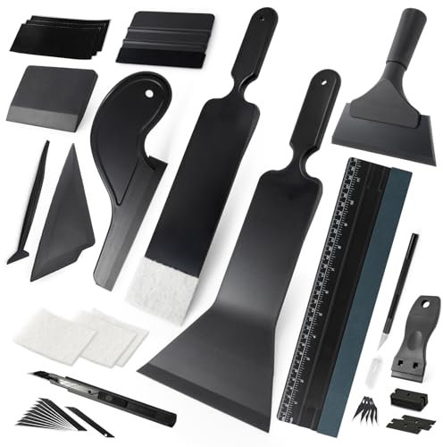 EHDIS Kit Vinile Applicazione Adesivi Auto, Kit Wrapping Auto, con Bulldozer, Spatola Wrapping con Feltro Kit, Tergicristallo, Coltelli multiuso, Raschietto, ppf Spatola