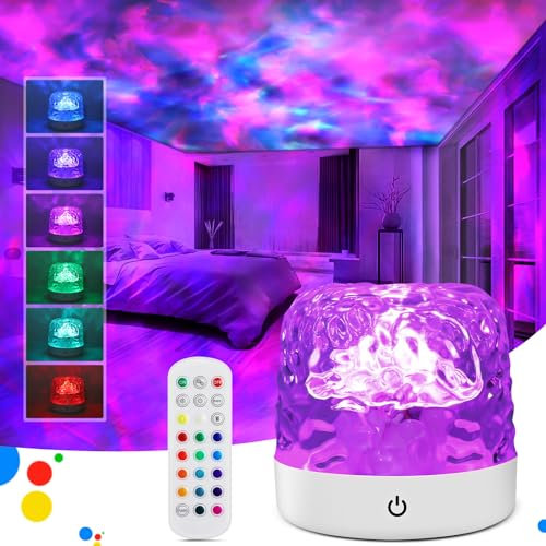 JIAWEN Galaxy Projector Light, Star Projector Night Light with 16 Colors, 30 Lighting Modes Ocean Wave Sensory Lights, USB Powered Ceiling Projector Lights for Children, Kids, Bedroom