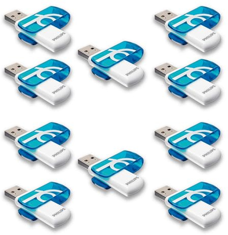 Philips Vivid Edition High Speed 2.0 USB-minne 10x 16 GB med vridbart lock för PC, bärbar dator, datalagring, läshastighet upp till 21 MB/s