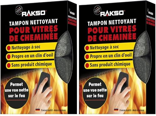 RAKSO Nettoyant Vitre Insert Cheminée - 2 Nettoyants Vitre Poêle à Bois, Nettoyant Vitre Cheminée, Nettoyant Insert Cheminée, Nettoyant Bois, Produit Nettoyage Vitre Insert Cheminée (Lot de 2)