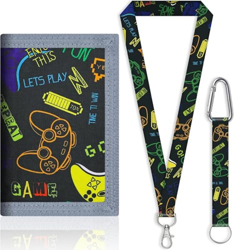 GUOYOU Kids Wallet Tri fold Coin Pocket with Zipper Key Chain and ID Window