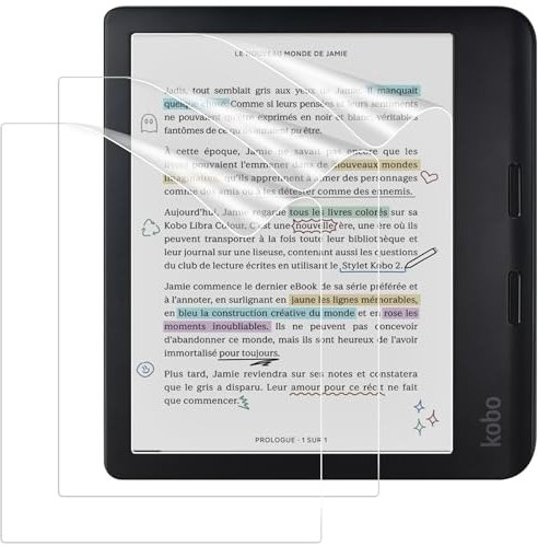 Caweet Protector de Pantalla para Kobo Libra Color 7 pulgadas 2024 / Kobo Libra 2 Lector de EBooks 7 2021, Película Protectora Mate Antirreflejo en PET Premium con Cobertura Total, 3 Paquetes