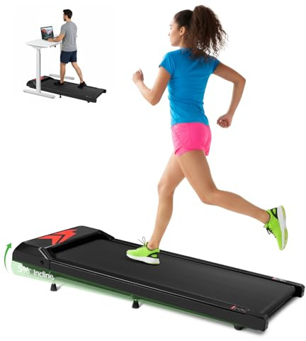 Cozary Cinta de Correr para Casa y Oficina, Walking Pad con 5% de Inclinación, 120kg, 2.5HP, Velocidad de 2-6KM/H con Pantalla LED, Control Remoto y App