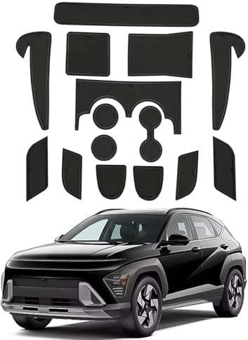 CDEFG Kompatibel med 2024 2025 Hyundai Kona SX2 hybrid, elektronisk bensingummimattor, halkfri mittkonsol, halkfria mattor, bilmatta, Kona 2025 SX2 tillbehör (svart)