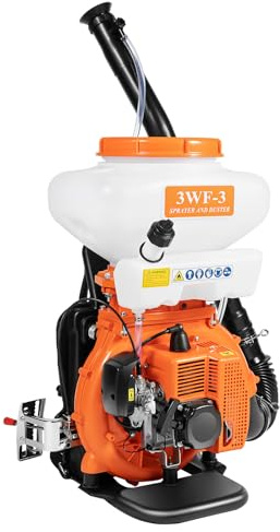 YUNRUX bensin motorspruta 14 l tryckspruta 2-takts ryggspruta med anti-förlust-lock och ljudväggsmarkeringar 41,5 cc trädgårdsspruta 7 500 rpm gödselspruta för växter och grönsaker