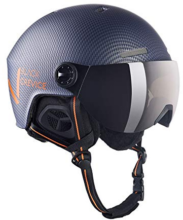 Black Crevice Skihelm SÖLDEN mit Visier, Navy Carbon matt/orange, S (51-54)
