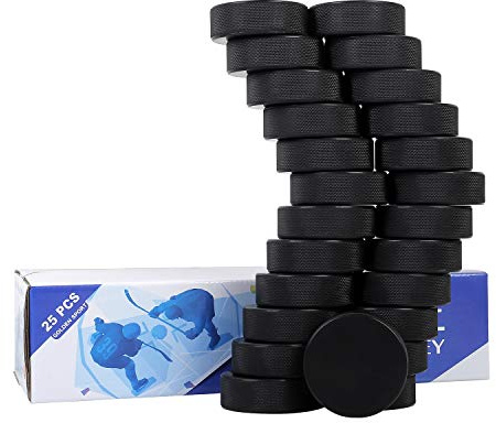 Golden Sport Ice Hockey Pucks, 25pcs, Official Regulation, for Practicing and Classic Training, Diameter 3, Thickness 1, 6oz, Black
