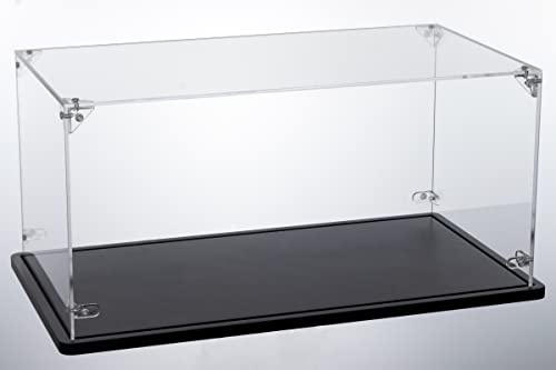 Gemutlich Acrylic Display Case 3mm Thickness Inner 15 x 8 x 7 Inches, Solid Wooden Base Dustproof Clear Display Box Showcase for Lego Cars Diecast Model Cars 10295 10300 42123 21317 10290 21328 10282