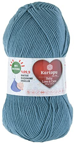 100g Strickgarn Kartopu Baby Love and Care antibakteriell Babywolle Babystrickgarn Häkelgarn Farbwahl, Farbe:K644 jeansblau