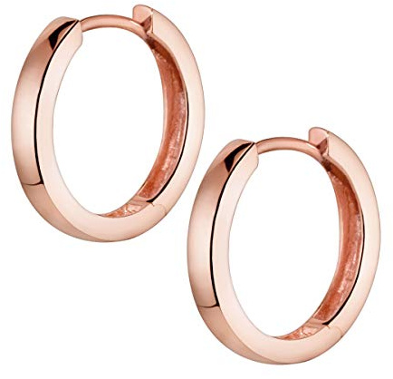MATERIA by Matthias Wagner Small Creole Earrings Silver 925 - Folding Hoop Earrings Silver, Gold or Rose Gold Plated 17 mm, 17.3 Millimeter, Sterling Silver