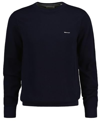 Gant Herren Cotton Pique C-Neck Pullover, Evening Blue, M EU