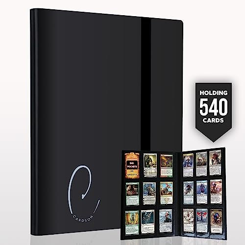 CARDSON 9 Pockets Trading Card Binder Storage - 540 Cards Collection Album Folder with 30 Pages - Side Loading TCG binder (Black)
