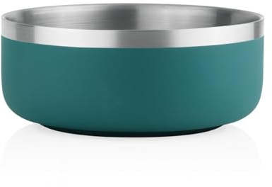 PAWPOURRI Camping Double Wall Anti-Skid Stainless Steel Water and Food Feeding Bowl for Adult Dogs, Puppies, Cats | Stainless Steel | Anti-Skid | Dog Food & Water Bowl (Dark Green, 40 Oz)