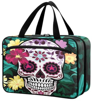 Naanle Pillen-Organizer-Tasche, Reise-Pillenflasche, Medizin-Organizer, Heimaufbewahrung, Medikamentenbeutel, Pillentasche, Blumen, Totenkopf, leere Erste-Hilfe-Tasche für Vitaminpräparate,