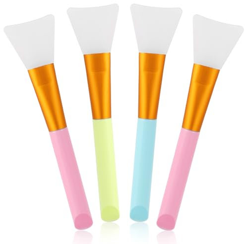 4 Stück Silikon Gesichtsmaske Pinsel Weiche Silikonpinsel Fächer Silikon Maskenpinsel Geeignet für Schlafmaske, Schlammmaske, Skin Care Aesthetic