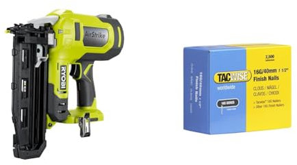 RYOBI - Cloueur de Finition 16G Air Comprimé 18V ONE+ - Pointe 19-64mm - Tête 1,6mm & Tacwise 0319 Clous de Finition 16G/40 mm, Boîte de 2.500