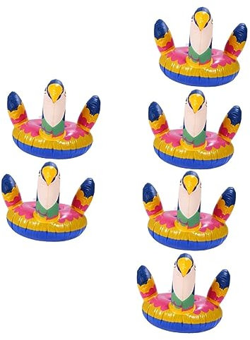 KONTONTY 6piezas Soporte Inflable para Bebidas Diseño De Loro Flotadores para Fiesta La Piscina Accesorios De Verano para Disfrutar El Agua