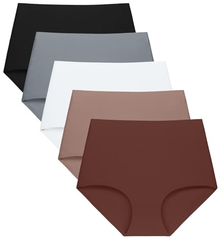 FallSweet No Show Lot de 5 Slips Taille Haute sans Couture pour Femme, Multi4 (5 Paquets), XL