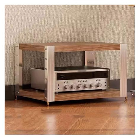 Högtalarställ Multi-tier Audio Rack Förstärkarskåp Svart Valnöt Färg Förstärkarskåp Massivt trä Rack Högtalarrack Ljudkabinett Högtalarställ(B,62.5 * 47.5 * 38.5CM)