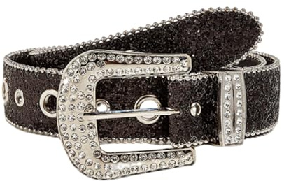 Eterspr Glitter Western Cowboy Style Belt, Rhinestone Belt Luxury, Diamond Crystal Studded Belts, Vintage, Glitzernd, for Jeans Pants Dress(Schwarz)