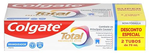 Colgate Totale prevenzione attiva sbiancante dentifricio 2x75ml | Combatte le cause principali* dei problemi di salute orale | Protezione antibatterica 24 ore | Clinicamente testato