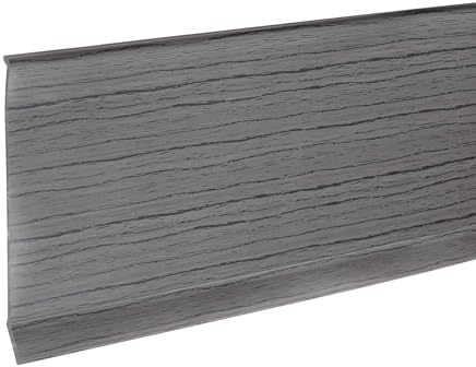 sourcing map 10ft x 4 Baseboard Trim Peel and Stick Flexible Molding Trims, Self Adhesive PVC Wall Base Cove Base Baseboards for Walls Corner, Deep Gray Wood Grain