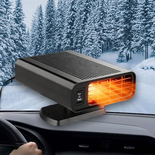 Portable Heater - 12V 150W Car Heater for Vehicle with 2-in-1 Heating & Cooling, 360° Rotary Windshield Defroster, Cigarette Lighter Plug for Cars, SUVs, Trucks