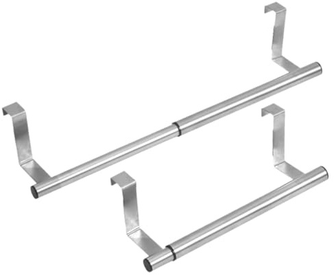 IWOWHERO Barre Porte-Serviettes De Salle De Bain Cuisine Extensible 2 Pièces en Acier Inoxydable, Support Mural Ajustable sans Perçage, Rangement Multifonction pour Portes D'armoires Et Placards