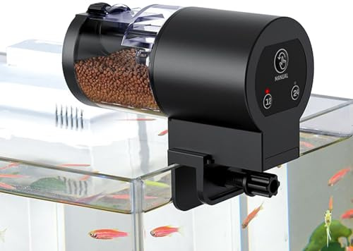 Distributeur Automatique Nourriture Poisson | Réservoir 100ml pour Flocons - Programmable Étanche pour Aquarium Étang Extérieur Vacances Tortues Crevettes Betta