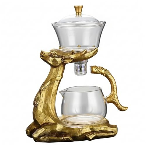 DAGLLGEW Teiera Magnetica Staccabile Magica Kung Fu in Vetro con infusore Good Luck Deer Teiera Automatica in Vetro per Uomo e Donna Magica pigra Kung Fu pigra a Goccia