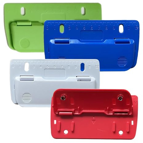 Quorumsg 4 Piezas Mini Perforadora Papel, Portátil Perforadora de Bolsillo de 2 Agujeros, Pequeño Taladradora Papel con Escala de 12 CM, para Oficina, Hogar O Escuela(Rojo, Azul, Verde, Blanco)