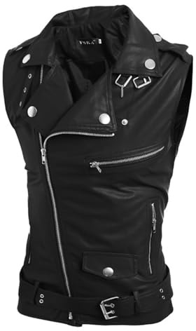 Chaleco de motociclista, chaqueta de moto sin mangas para estilo punk, trajes inspirados en equitación, festivales y vida nocturna, creado para una coordinación casual versátil e inteligente, hecha
