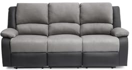 UsineStreet - Divano relax in microfibra, 3 posti, colore: Grigio/Nero