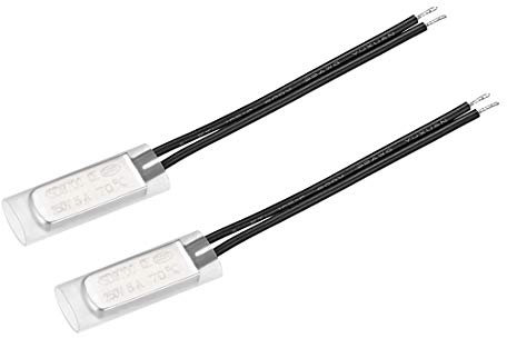 sourcing map 2 Stk. KSD9700 Thermostat 70℃ Normalerweise geschlossener Temperaturschalter Thermoschalter N.C 5A Temperaturregler aus Metall Bimetall