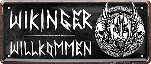 schilderkreis24 Blechschilder Kollektion 28x12cm – Wikinger Sprüche & nordische Motive: Dekoration & Geschenkideen für Fans der nordischen Mythologie (Wikinger Willkommen)
