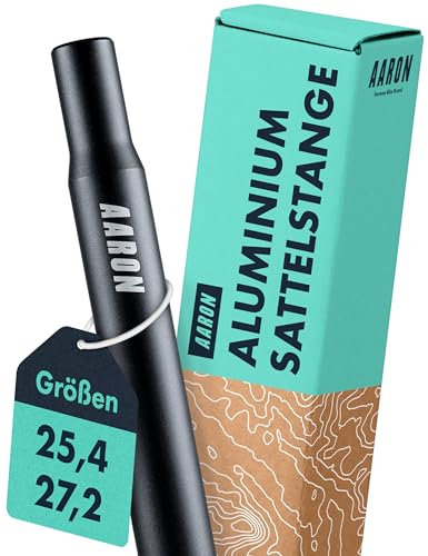 AARON Tubo de sillín de 25,4 mm de diámetro, tubo de aluminio de 350 mm de longitud, tija de sillín para bicicleta urbana, bicicleta de montaña y bicicleta de turismo con escala en color negro