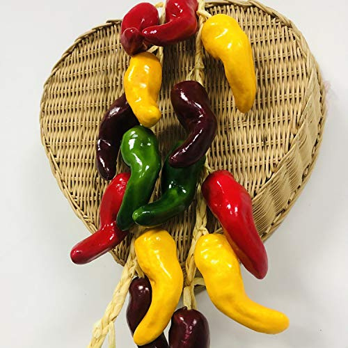 Riaxuebiy 5 Pack Simulation Chili Chaîne Artificielle Réaliste Faux Légumes Artificielle Poivron Rouge Faux Légumes Chili Corde Suspendue Décor À La Maison Accessoires De Photographie (Coloré Chili)