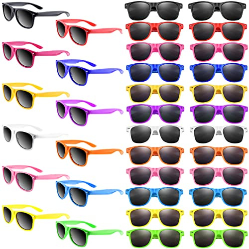 Morcheiong Paquete de 36 lentes de sol de colores neón, lentes de sol, regalos de fiesta, relleno de bolsas de regalo, regalo divertido para fiesta de cumpleaños, playa, piscina