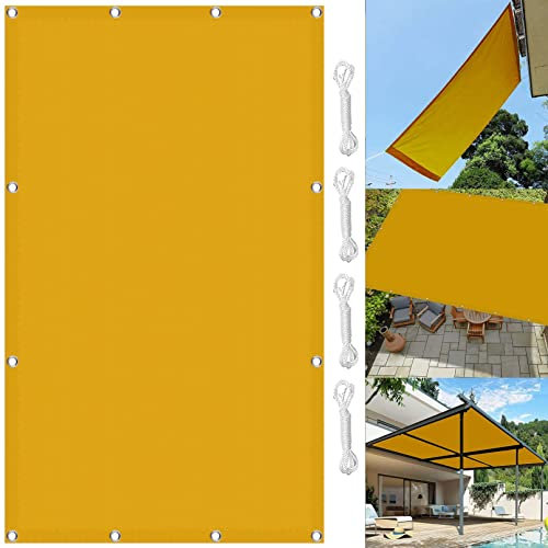 SunSail Wasserdicht Rechteckig 3.5 x 5.5 m 98% UV-Schutz Sonnensegel Schattentuch mit Kostenlosem Seil für Patio Hinterhof Rasengarten, Gelb