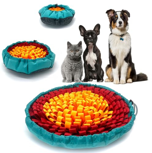 NEECONG Dog Snuffle-Mat Slow-Feeder-Bowl - Simulating Grassland for Boredom, Encourages Natural Foraging Skills for Pet, Treat Indoor Outdoor Stress Relief（Tricolor）
