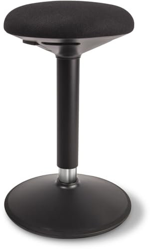 Ergolutions® Wackelhocker Wobble - Ergonomischer Drehhocker, Höhenverstellbar, Dynamisches Sitzen, Atmungsaktiver Baumwollbezug, Rundfuß, Schwarz, 58-82 cm, Ideal für Büro & Homeoffice