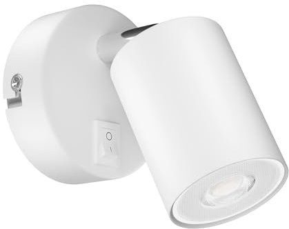 ledscom.de Wandspot WAIKA, einflammig, mit Schalter, weiß matt, inkl. GU10 LED (warmweiß, 7,6W, 1103lm, 33°)