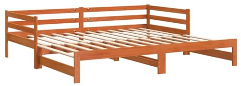 vidaXL Divano con Letto Estraibile Marrone Cera 90x190cm Massello Pino, divano letto estraibile, letto per ospiti, divano letto matrimoniale