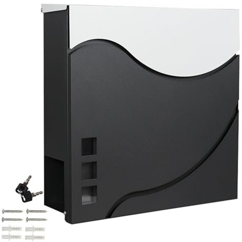 LYUCAYHQ Cassetta della Posta per Esterni con Scomparto per Giornali, Cassetta Postale con Serratura, 37 * 37 * 10,5 Cm, 2 Chiavi, Acciaio Zincato, Design Elegante