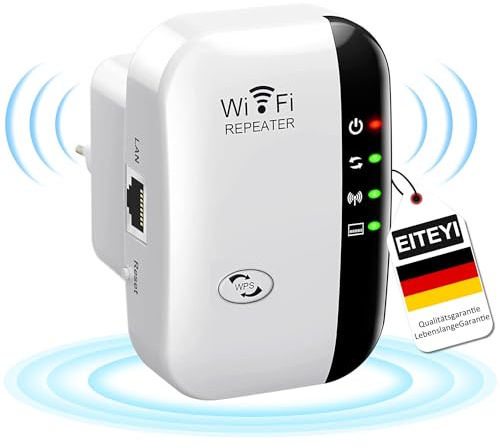 2025 Nouveau EITEYI Répéteur WiFi Puissant 300Mbps, Amplificateur WiFi Puissant 2.4GHz WiFi Extender Range Booster WiFi avec WPS Protection, Manuel en français