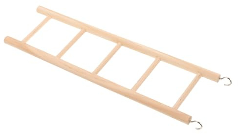 TOYANDONA Escalera de Madera Natural para Loros y Periquitos, Juguete de Escalada Colgante, Tamaño 24x7 Cm, Accesorio para Jaulas de Pájaros Pequeños, Adecuado para Estimular y Ejercitar